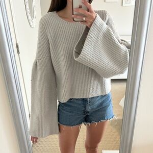 Lovers + Friends Dove Grey Bell Sleeve Sweater